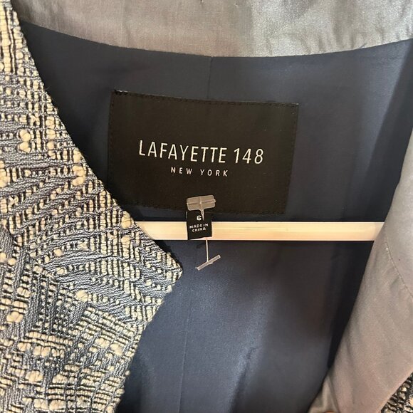 Lafayette 148 Women's Blue Tweed Blazer Jacket Size 6 - Picture 2 of 5